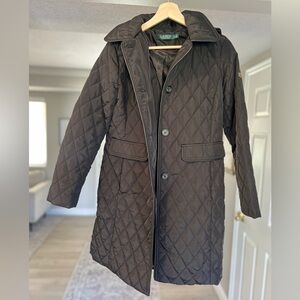 Ralph Lauren quilted mid-length jacket, black, women’s XS